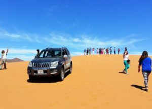 merzouga desert with travelers